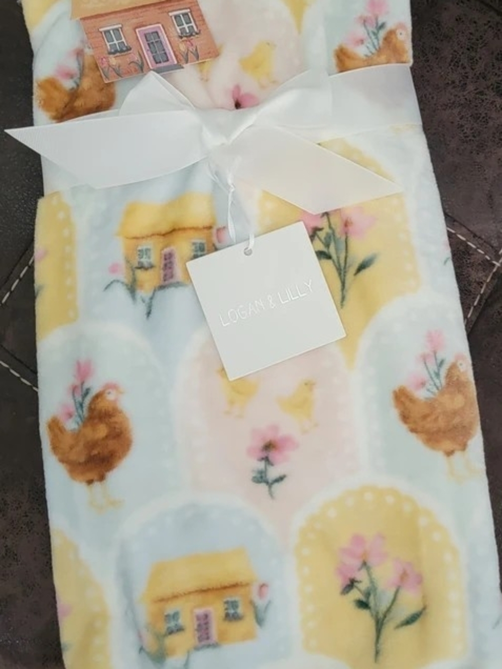 Logan & Lily Pastel Farm Animal Plush Baby Blanket